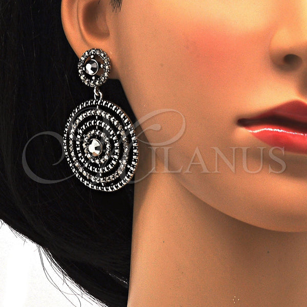 White Gold Filled Ring — Long Earring with Black Crystal Black Enamel 02. — alternate product view — SKU 114485 | Oro Laminado Blanco anillo — Long Earring with negro cristal negro Enamel 02. — SKU 114485