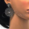 Rhodium Plated Long Earring, with Black Crystal, Black Enamel Finish, Rhodium Finish, 02.268.0036.1