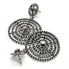 Rhodium Plated Long Earring, with Black Crystal, Black Enamel Finish, Rhodium Finish, 02.268.0036.1