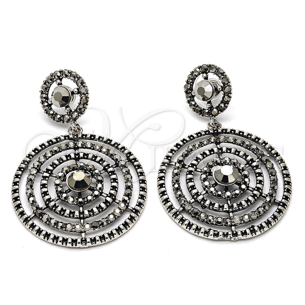 White Gold Filled Ring — Long Earring with Black Crystal Black Enamel 02. — main product view — SKU 114485 | Oro Laminado Blanco anillo — Long Earring with negro cristal negro Enamel 02. — SKU 114485
