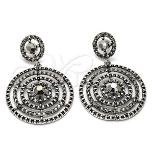 White Gold Filled Ring — Long Earring with Black Crystal Black Enamel 02. — main product view — SKU 114485 | Oro Laminado Blanco anillo — Long Earring with negro cristal negro Enamel 02. — SKU 114485