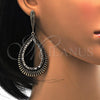 Oro Laminado Long Earring, Gold Filled Style Teardrop Design, with Black Crystal, Black Enamel Finish, Golden Finish, 02.268.0038