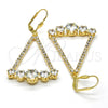 Oro Laminado Dangle Earring, Gold Filled Style with White Cubic Zirconia and White Crystal, Polished, Golden Finish, 02.268.0041