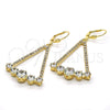 Oro Laminado Dangle Earring, Gold Filled Style with White Cubic Zirconia and White Crystal, Polished, Golden Finish, 02.268.0041