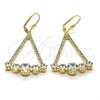 Oro Laminado Dangle Earring, Gold Filled Style with White Cubic Zirconia and White Crystal, Polished, Golden Finish, 02.268.0041