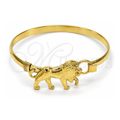 Oro Laminado Individual Bangle, Gold Filled Style Lion Design, Polished, Golden Finish, 07.185.0004.1.05 (05 MM Thickness, Size 5 (2.50 Diameter))