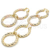 Oro Laminado Small Hoop, Gold Filled Style Hollow Design, Diamond Cutting Finish, Tricolor, 02.170.0135.1.25