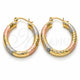 Oro Laminado Small Hoop, Gold Filled Style Hollow Design, Diamond Cutting Finish, Tricolor, 02.170.0068.1.25