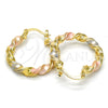 Oro Laminado Medium Hoop, Gold Filled Style Twist Design, Polished, Tricolor, 02.170.0167.30