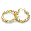 Oro Laminado Medium Hoop, Gold Filled Style Twist Design, Polished, Tricolor, 02.170.0167.30