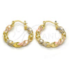 Oro Laminado Medium Hoop, Gold Filled Style Twist Design, Polished, Tricolor, 02.170.0167.30