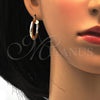 Oro Laminado Small Hoop, Gold Filled Style Hollow Design, Diamond Cutting Finish, Tricolor, 02.170.0168.25