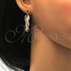 Oro Laminado Medium Hoop, Gold Filled Style Twist and Hollow Design, Polished, Tricolor, 02.170.0154.30