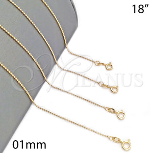 Gold Filled Necklace — Basic Necklace Polished 04. 01 MM Thickness 18 — main product view — SKU 114569 | Oro Laminado collar — básico Necklace pulido 04. 01 MM Thickness 18 — SKU 114569
