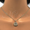 Oro Laminado Pendant Necklace, Gold Filled Style Elephant Design, with White Micro Pave, Polished, Golden Finish, 04.233.0003.18 (02 MM Thickness, 18 Inches Length)