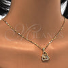 Oro Laminado Pendant Necklace, Gold Filled Style Elephant Design, with White Micro Pave, Polished, Golden Finish, 04.233.0004.18 (02 MM Thickness, 18 Inches Length)