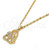 Oro Laminado Pendant Necklace, Gold Filled Style Elephant Design, with White Micro Pave, Polished, Golden Finish, 04.233.0004.18 (02 MM Thickness, 18 Inches Length)
