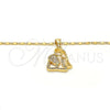 Oro Laminado Pendant Necklace, Gold Filled Style Elephant Design, with White Micro Pave, Polished, Golden Finish, 04.233.0004.18 (02 MM Thickness, 18 Inches Length)
