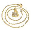 Oro Laminado Pendant Necklace, Gold Filled Style Elephant Design, with White Micro Pave, Polished, Golden Finish, 04.233.0004.18 (02 MM Thickness, 18 Inches Length)