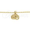 Oro Laminado Pendant Necklace, Gold Filled Style Elephant Design, with White Micro Pave, Polished, Golden Finish, 04.233.0007.18 (02 MM Thickness, 18 Inches Length)