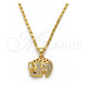Collares con Dije 04.233.0008.18 Oro Laminado, Diseño de Elefante, con Micro Pave Blanca, Pulido, Tono Dorado (Grosor 02 MM, 18 Pulgadas de Largo)