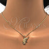 Oro Laminado Pendant Necklace, Gold Filled Style Elephant Design, with White Micro Pave, Polished, Golden Finish, 04.233.0012.18 (02 MM Thickness, 18 Inches Length)