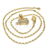 Oro Laminado Pendant Necklace, Gold Filled Style Elephant Design, with White Micro Pave, Polished, Golden Finish, 04.233.0014.18 (02 MM Thickness, 18 Inches Length)
