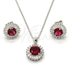 Sterling Silver Earring and Pendant Adult Set, with White and Ruby Cubic Zirconia, Polished, Rhodium Finish, 10.286.0024.3