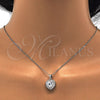 Sterling Silver Earring and Pendant Adult Set, Heart Design, with White Cubic Zirconia, Polished, Rhodium Finish, 10.286.0025.3