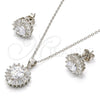 Sterling Silver Earring and Pendant Adult Set, Heart Design, with White Cubic Zirconia, Polished, Rhodium Finish, 10.286.0025.3