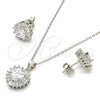 Sterling Silver Earring and Pendant Adult Set, Heart Design, with White Cubic Zirconia, Polished, Rhodium Finish, 10.286.0025.3