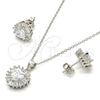Sterling Silver Earring and Pendant Adult Set, Heart Design, with White Cubic Zirconia, Polished, Rhodium Finish, 10.286.0025.3