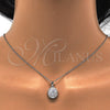 Sterling Silver Earring and Pendant Adult Set, with White Cubic Zirconia, Polished, Rhodium Finish, 10.286.0027.3