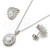 Sterling Silver Earring and Pendant Adult Set, with White Cubic Zirconia, Polished, Rhodium Finish, 10.286.0027.3