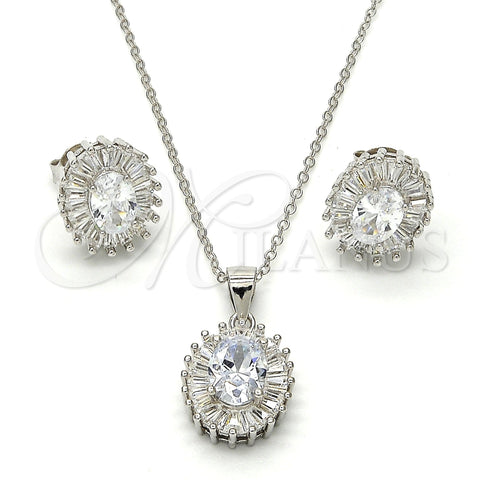 Sterling Silver Earring and Pendant Adult Set, with White Cubic Zirconia, Polished, Rhodium Finish, 10.286.0027.3