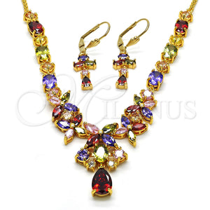 Gold Filled Ring — Necklace and Earring Flower and Teardrop Design with — main product view — SKU 114651 | Oro Laminado anillo — Necklace and Earring flor and Teardrop diseño with — SKU 114651