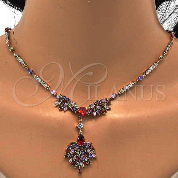 Gold Filled Ring — Necklace and Earring Teardrop Design with Multicolor Cubic — alternate product view — SKU 114654 | Oro Laminado anillo — Necklace and Earring Teardrop diseño with Multicolor Cubic — SKU 114654