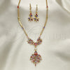 Oro Laminado Necklace and Earring, Gold Filled Style Teardrop Design, with Multicolor Cubic Zirconia, Polished, Golden Finish, 06.221.0009