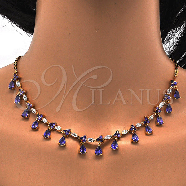Gold Filled Ring — Necklace and Earring Teardrop Design with Amethyst and — alternate product view — SKU 114660 | Oro Laminado anillo — Necklace and Earring Teardrop diseño with Amethyst and — SKU 114660