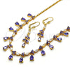 Oro Laminado Necklace and Earring, Gold Filled Style Teardrop Design, with Amethyst and White Cubic Zirconia, Polished, Golden Finish, 06.221.0011