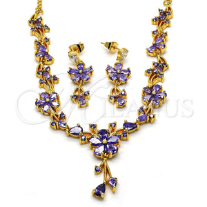 Gold Filled Ring — Necklace and Earring Flower and Teardrop Design with — main product view — SKU 114670 | Oro Laminado anillo — Necklace and Earring flor and Teardrop diseño with — SKU 114670