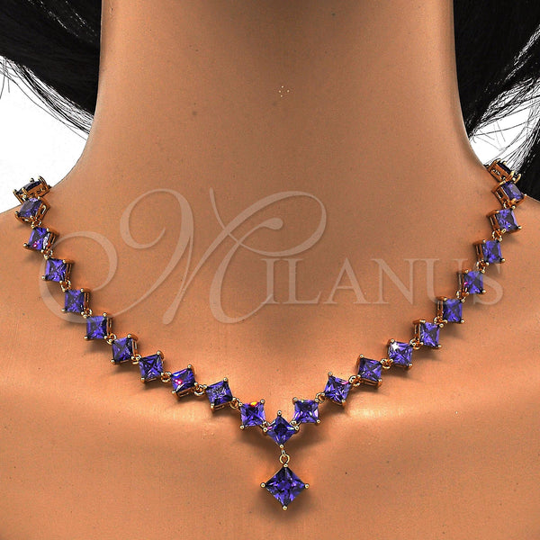 Gold Filled Ring — Necklace and Earring with Amethyst Cubic Zirconia Polished — alternate product view — SKU 114675 | Oro Laminado anillo — Necklace and Earring with Amethyst Cubic Zirconia pulido — SKU 114675