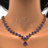 Oro Laminado Necklace and Earring, Gold Filled Style with Amethyst Cubic Zirconia, Polished, Golden Finish, 06.236.0004