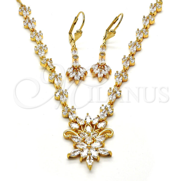 Gold Filled Ring — Necklace and Earring Teardrop Design with White Cubic — main product view — SKU 114677 | Oro Laminado anillo — Necklace and Earring Teardrop diseño with blanco Cubic — SKU 114677
