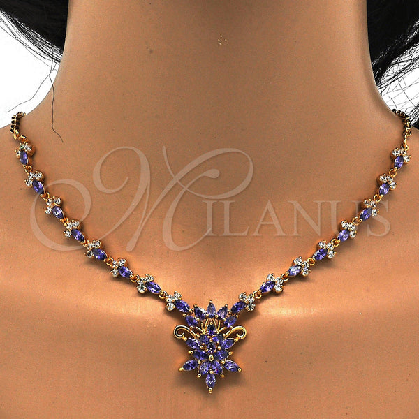 Gold Filled Ring — Necklace and Earring Teardrop Design with Amethyst and — alternate product view — SKU 114678 | Oro Laminado anillo — Necklace and Earring Teardrop diseño with Amethyst and — SKU 114678