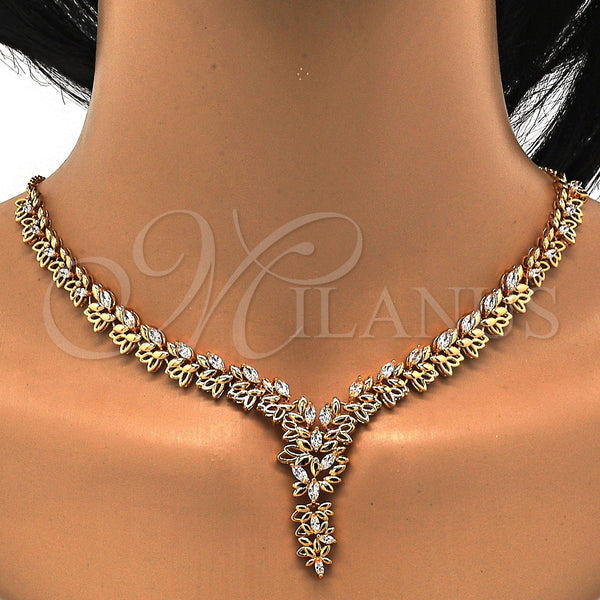Gold Filled Ring — Necklace and Earring Leaf Design with White Cubic — alternate product view — SKU 114682 | Oro Laminado anillo — Necklace and Earring Leaf diseño with blanco Cubic — SKU 114682