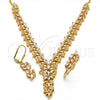 Oro Laminado Necklace and Earring, Gold Filled Style Leaf Design, with White Cubic Zirconia, Polished, Golden Finish, 06.236.0007