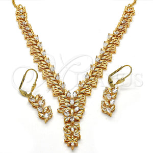 Gold Filled Ring — Necklace and Earring Leaf Design with White Cubic — main product view — SKU 114682 | Oro Laminado anillo — Necklace and Earring Leaf diseño with blanco Cubic — SKU 114682
