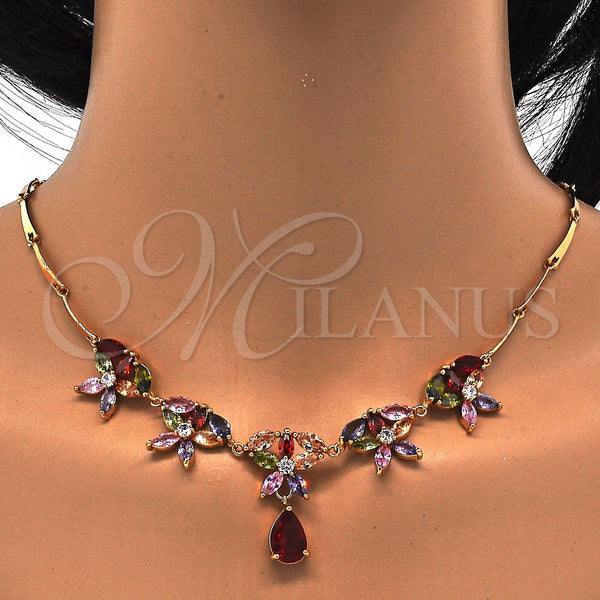 Gold Filled Ring — Necklace and Earring Flower and Teardrop Design with — alternate product view — SKU 114687 | Oro Laminado anillo — Necklace and Earring flor and Teardrop diseño with — SKU 114687