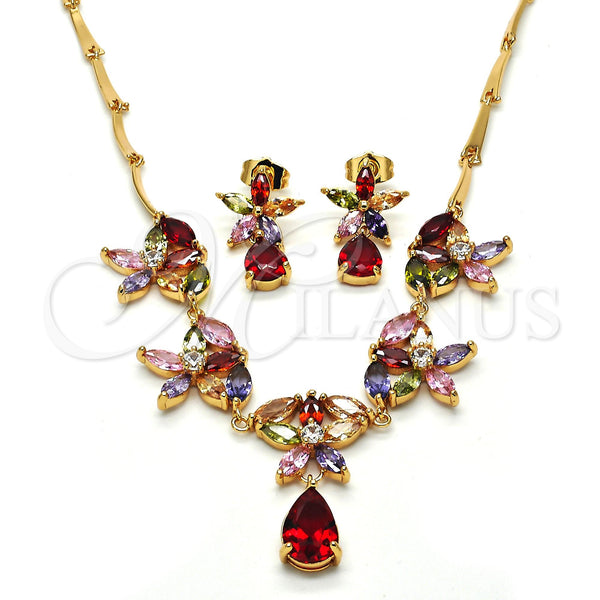 Gold Filled Ring — Necklace and Earring Flower and Teardrop Design with — main product view — SKU 114687 | Oro Laminado anillo — Necklace and Earring flor and Teardrop diseño with — SKU 114687